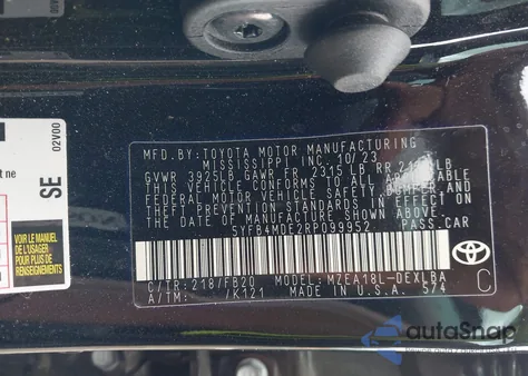 2024 Toyota Corolla Le from USA, damaged, VIN 5YFB4MDE2RP099952